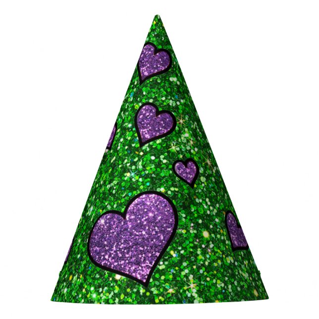 Chapéu De Festa Glitter Party Hat verde e roxo (Frente)