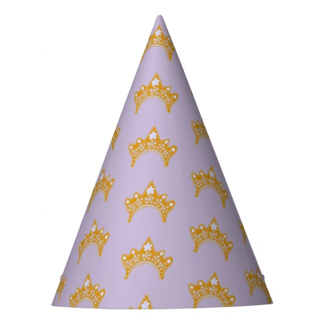 Chapéu De Festa Golden Crown Lilac Girl Princess Birthday Hat (Frente)