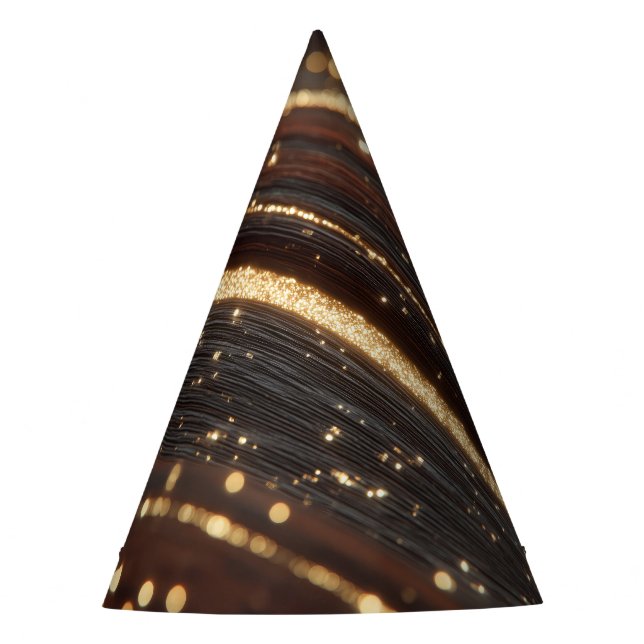 Chapéu De Festa Grãos de madeira de noz-escura com rios Dourados e (Frente)