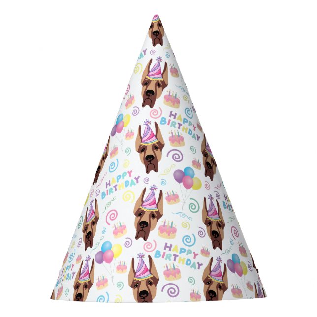 Chapéu De Festa Great Dane Birthday Party Hat White (Frente)