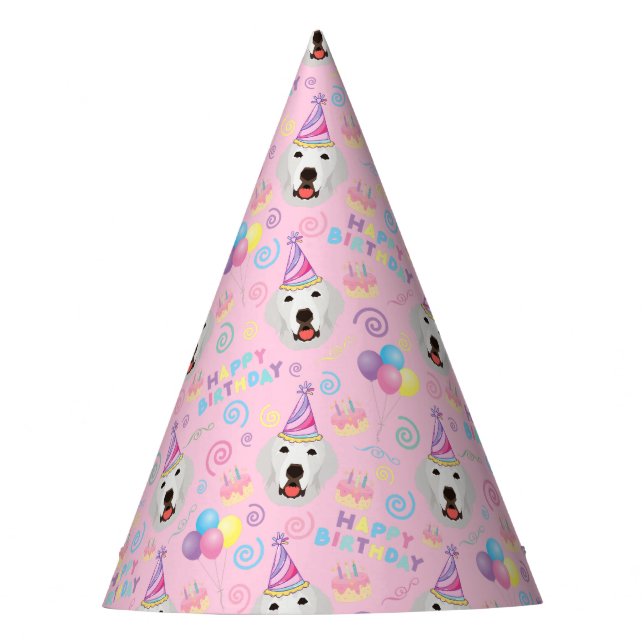 Chapéu De Festa Great Pyrenees Birthday Party Hat Pink (Frente)