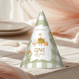 Chapéu De Festa Green Gingham Silly Goose 1st Birthday