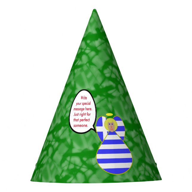 Chapéu De Festa Grego Flag Angel Talking Blond Personalizado (Frente)