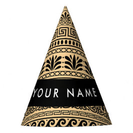 Chapéu De Festa Grego Fret, Mista Chave Meander, Brown, Seu Nome