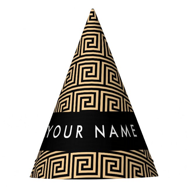 Chapéu De Festa Grego Meander Key Brown, Seu Nome Personalizar (Frente)