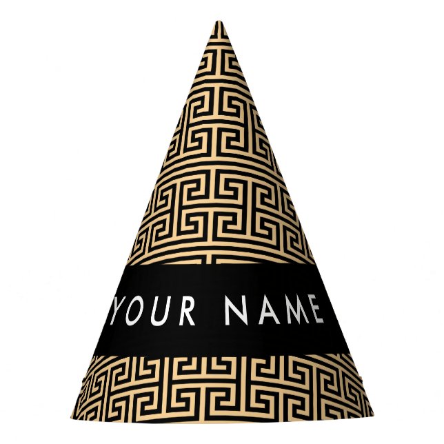 Chapéu De Festa Grego Meander Key H Brown, Seu Nome Personalizar (Frente)