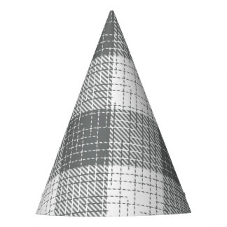 Chapéu De Festa Grey and White Checkered Crosshatch Plaid