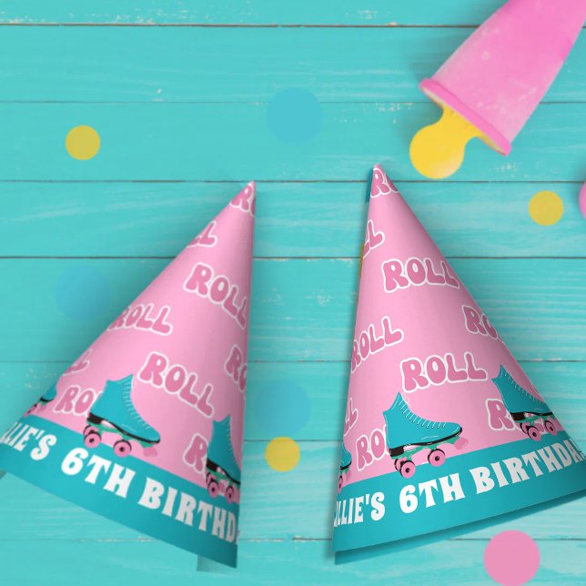 Chapéu De Festa Groovy Retro Rainbow Roller Skating Birthday Party (Criador carregado)