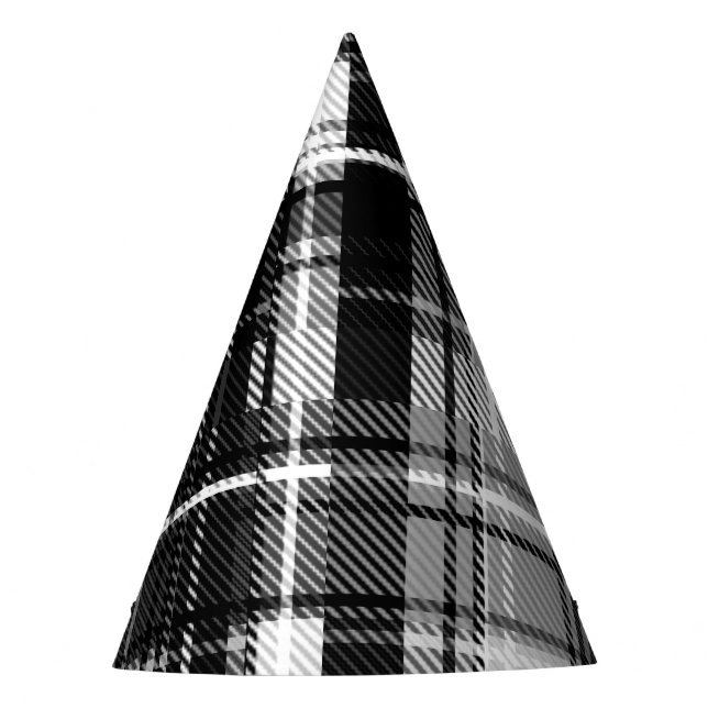 Chapéu De Festa Grunde Black Flannel Xadrez branca Tartan Design (Frente)