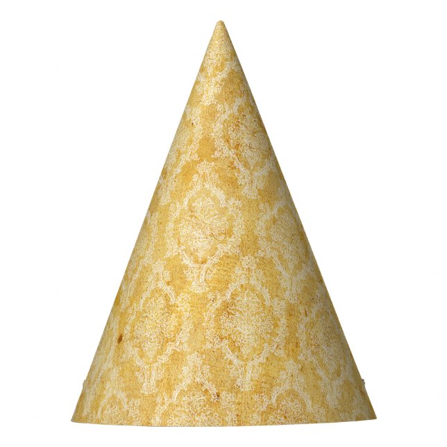 Chapéu De Festa Halloween Creamy Orange Damask Grunge Party Hat (Frente)