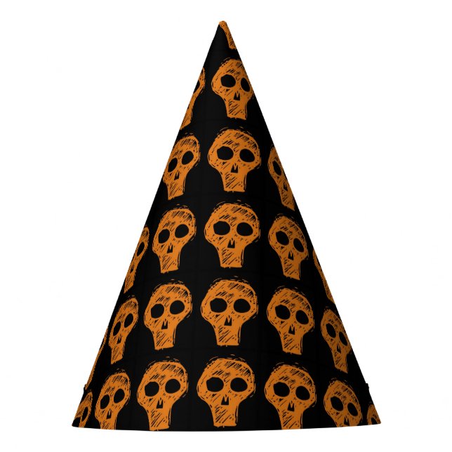 Chapéu De Festa Halloween Orange Skull Patterin (Frente)