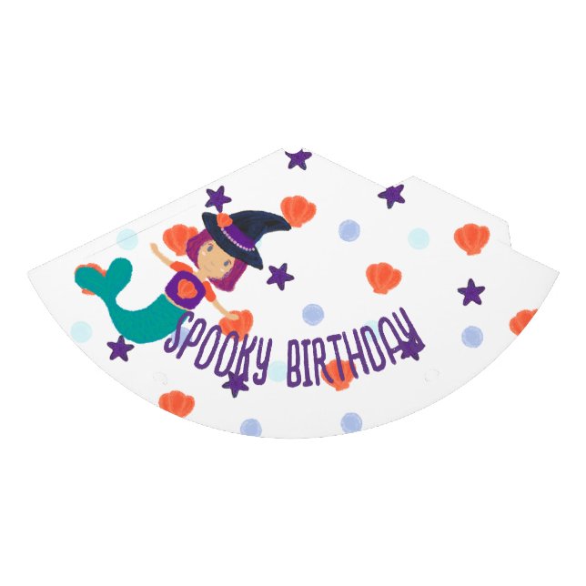 Chapéu De Festa Halloween Pastel Mermaid Witch Spooky Aniversário (Frente)