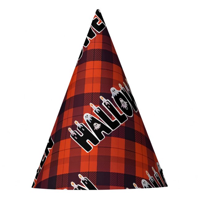 Chapéu De Festa Halloween Plaid Ghost Lettering (Frente)