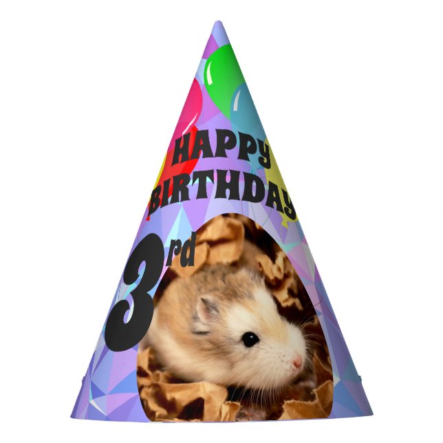 Chapéu De Festa Hammyville - Gemas Roxos de Hamster (Frente)