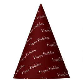 Chapéu De Festa Happy Birthday Custom Text Pattern Maroon