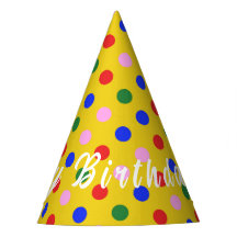 Hat_yellow do partido com pontos coloridos, texto