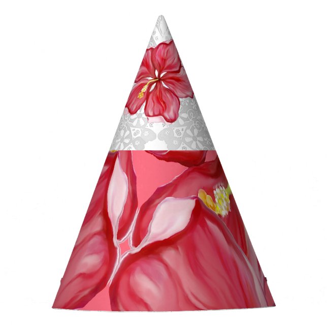 Chapéu De Festa Hibiscus e rendas RED (Frente)