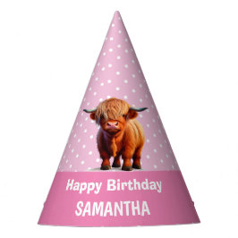Chapéu De Festa Highland Cow Happy Birthday Pink Party Hedat