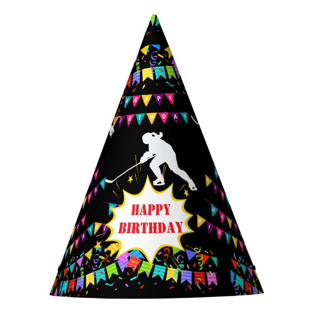 Chapéu De Festa Hockey Girl Player Birthday (Frente)