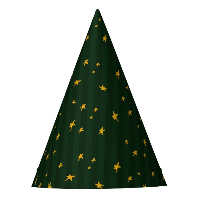 Chapéu De Festa Holiday Green Yellow Stripe Star Christmas  (Frente)