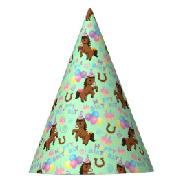 Chapéu De Festa Horse Birthday Party Hat in Green