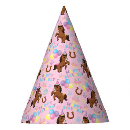 Chapéu De Festa Horse Birthday Party Hat in Pink