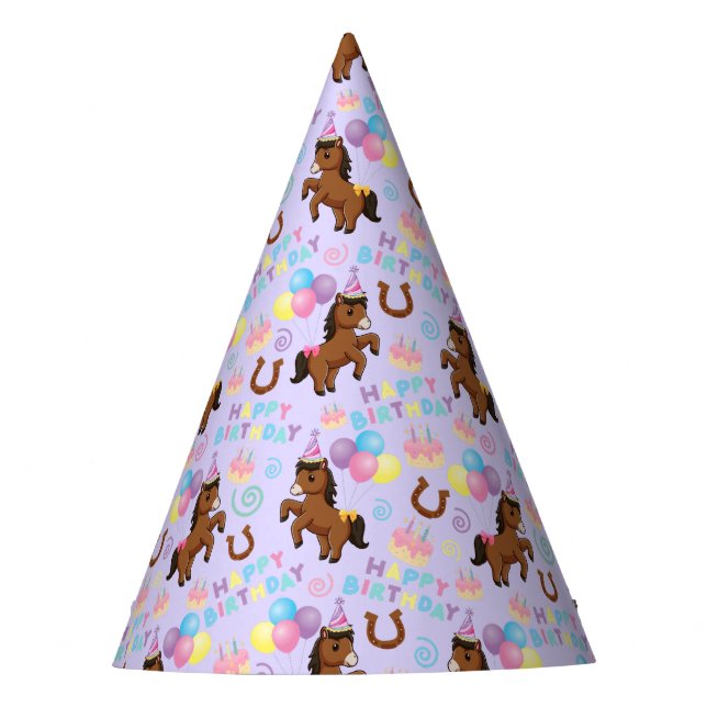 Chapéu De Festa Horse Birthday Party Hat in Purple (Frente)
