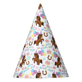 Chapéu De Festa Horse Birthday Party Hat in White