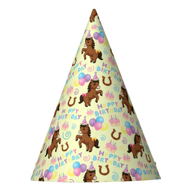 Chapéu De Festa Horse Birthday Party Hat in Yellow (Frente)