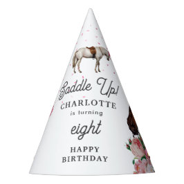 Chapéu De Festa Horse Birthday Theme Pink Floral Girl Cowgirl