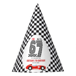 Chapéu De Festa I Was 6 Now I'm 7 Race Car Boy Birthday Party