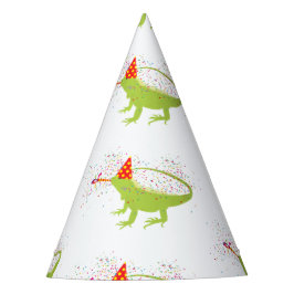 Chapéu De Festa Iguana Lizard Partilhando Animais Tendo uma Festa