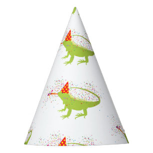 Chapéu De Festa Iguana Lizard Partilhando Animais Tendo uma Festa