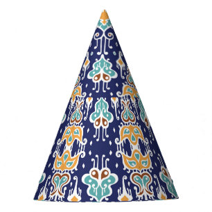 Chapéu De Festa Ikat Geométrico: Folclore Oriental Ornament.