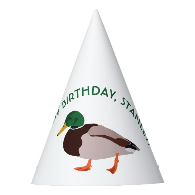 Chapéu De Festa Ilustração Realista de Pato Mallard Personalizada (Frente)
