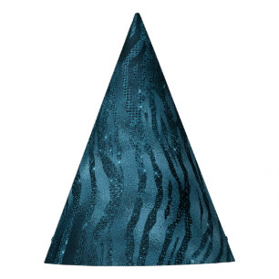 Chapéu De Festa Impressão Blue Sparkle Zebra