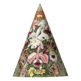 Chapéu De Festa Impressão Botânica Vintage de Orquídea de Ernst Ha