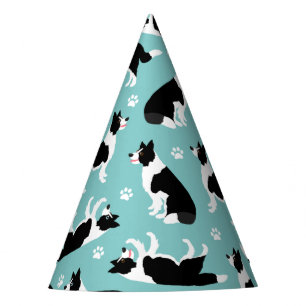 Chapéu De Festa Impressão de Collie e Paw de Borda