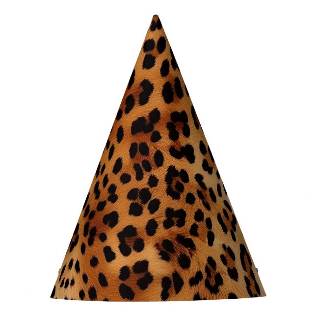 Chapéu De Festa Impressão de Leopardo Preto-Castanho (Frente)