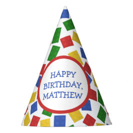 Chapéu De Festa Impressão de Padrão do Bricks de Construção de Cor