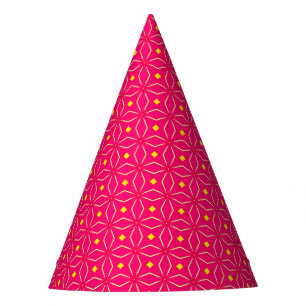 Chapéu De Festa Impressão Geométrico de Rosa e Amarelo