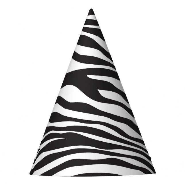 Chapéu De Festa Impressão Zebra, Banhas Zebra, Preto E Branco (Frente)