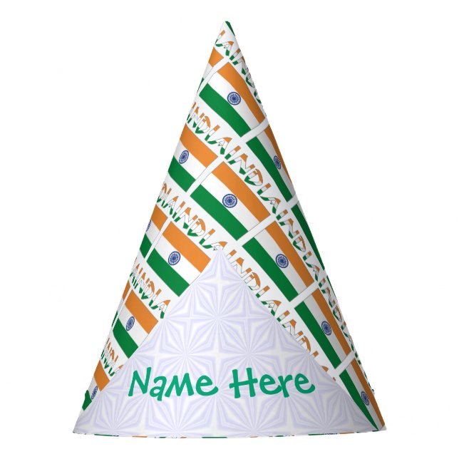 Chapéu De Festa India Indian Flag Tiled Green Personalized Name (Frente)