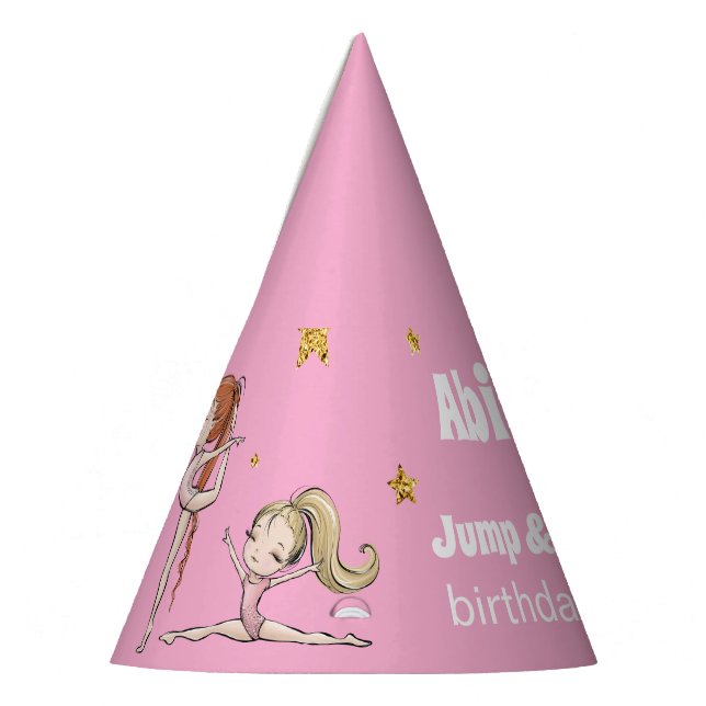 Chapéu De Festa  Jump & Tumble Gymnastics Pink Birthday Party (Esquerda)