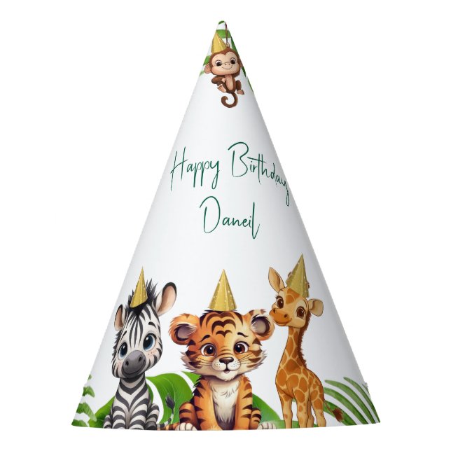 Chapéu De Festa 🎉 Jungle Safari Kids Birthday Party Hats (Frente)