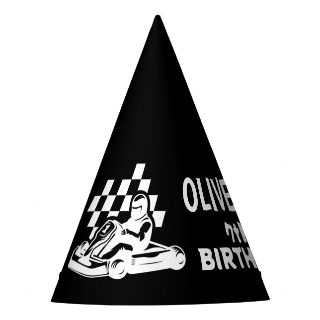 Chapéu De Festa Karting, menino de corrida aniversário  (Frente)