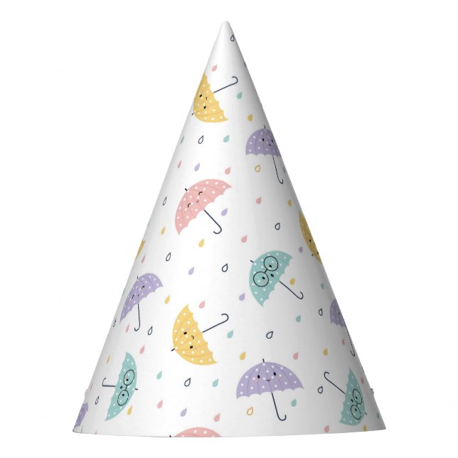 Chapéu De Festa Kawaii Pastel Umbrella Patterno Party Hat (Frente)