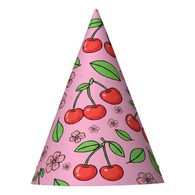 Chapéu De Festa Kawaii Red Cherry Vibes Cute Girly Aesthetic (Frente)