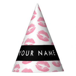 Chapéu De Festa Lábios Rosa, Beijo, Batom, Seu Nome, Personalizar