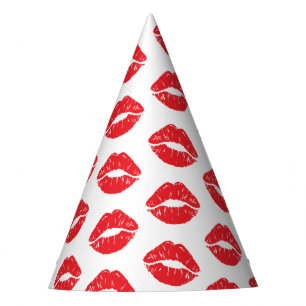 Chapéu De Festa Lábios Vermelhos, Batom Vermelho, Beijo, Padrão De